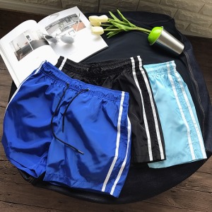 側邊條紋夏季海灘褲-DoubleBear