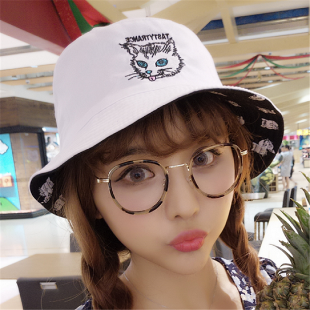 小貓刺繡雙面漁夫帽-DoubleBear