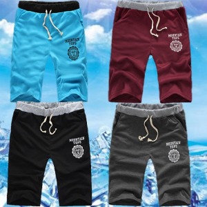 英字圖騰印花五分褲-DoubleBear