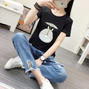 可愛圓滾滾龍貓棉質短T-DoubleBear