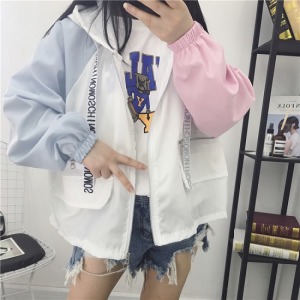 左右雙色袖子連帽防曬外套-DoubleBear