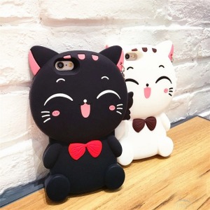 黑白招財貓咪三星手機殼-DoubleBear