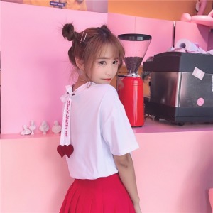 愛心緞帶短T-Double Bear