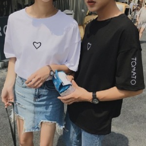 刺繡小愛心短T-Double Bear