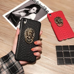 歐美立體獅子頭像皮質OPPO手機殼-DoubleBear