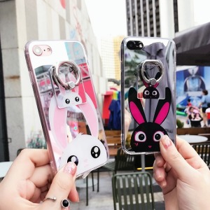 鏡面兔子貓咪手機殼-Double Bear