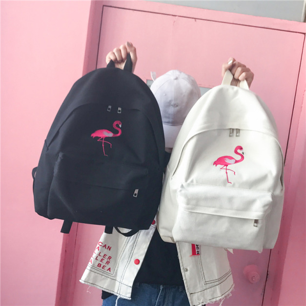 韓國紅鶴刺繡後背包-DoubleBear