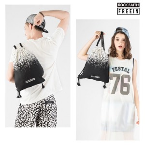 黑白潑漆抽繩束口袋-DoubleBear