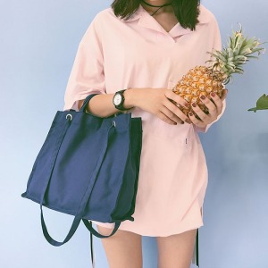 大容量帆布側肩包-DoubleBear