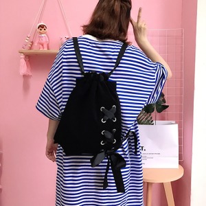 日系穿繩蝴蝶結後背包-DoubleBear