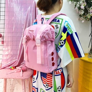 韓國愛心刺繡黑粉後背包-DoubleBear