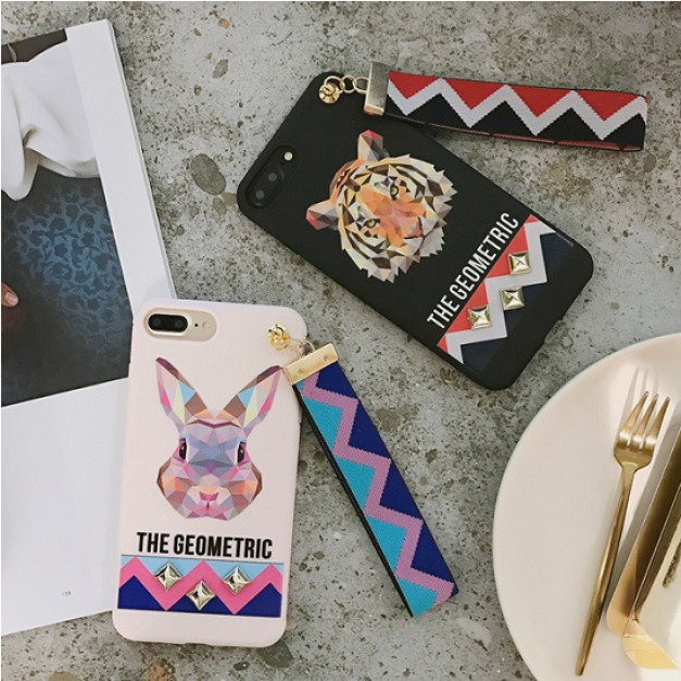 動物幾何鉚釘手機殼-DoubleBear