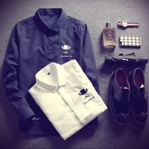 翹帽子純色長袖襯衫-DoubleBear