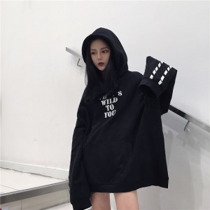 暗黑系oversize黑白連帽上衣-DoubleBear