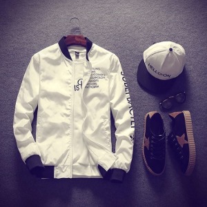 立領縮口英字防風外套-DoubleBear