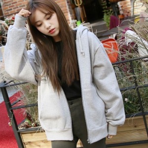 男友風素面棉質連帽外套-DoubleBear