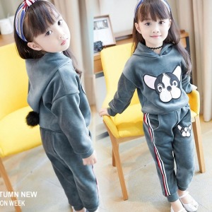 銀狐絨可愛狗頭兒童套裝-DoubleBear