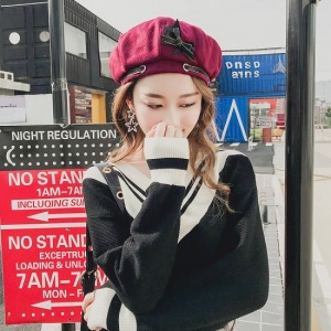 日系綁帶蝴蝶結南瓜帽-DoubleBear