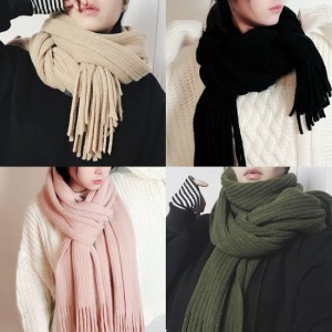 純色柔軟兩用流蘇圍巾-DoubleBear