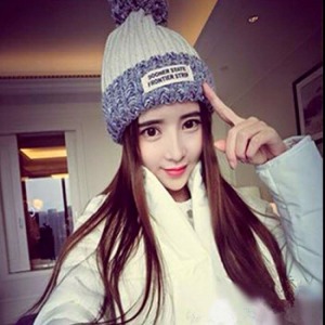 韓風雙色混搭保暖毛帽-DoubleBear