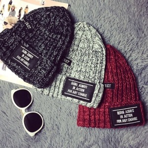 韓國混色針織加絨毛帽-DoubleBear