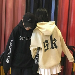 歌德英字情侶連帽上衣-DoubleBear