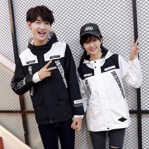 黑白配情侶立領連帽外套-DoubleBear