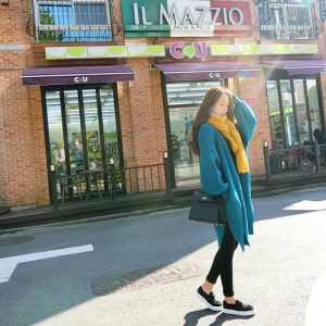 寬鬆燈籠袖質感針織衫-DoubleBear