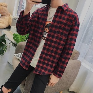 帥氣菱格線條長袖襯衫-DoubleBear