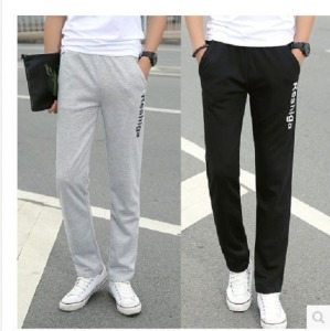 英字寬鬆直筒運動褲-DoubleBear