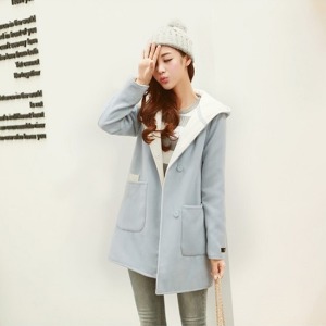 韓風削腰中長款毛呢外套-DoubleBear