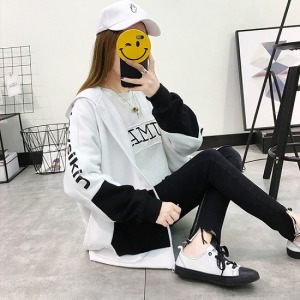 男友風雙色混搭字母連帽外套-DoubleBear