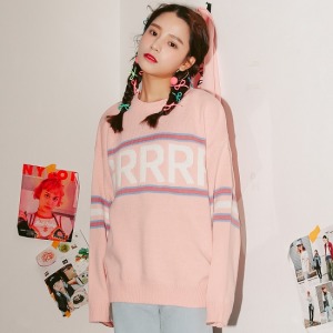粉嫩RRR字母針織毛衣-DoubleBear