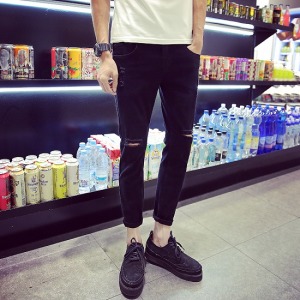 純色刷破牛仔褲-DoubleBear