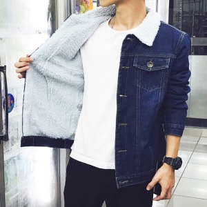 翻領保暖羊羔牛仔外套-DoubleBear