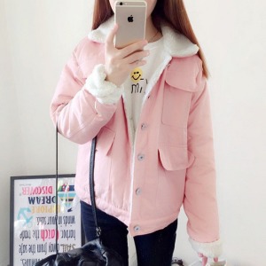 單色保暖加絨外套-DoubleBear