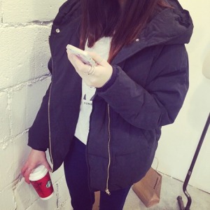 韓風羽絨連帽外套-DoubleBear