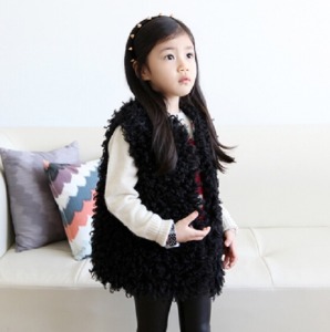 仿皮草毛毛兒童背心-DoubleBear