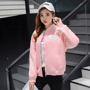 單色英文印花棒球外套-DoubleBear