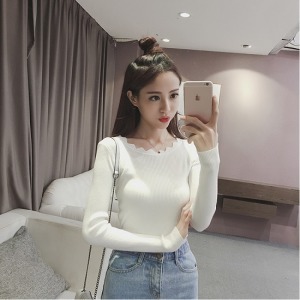 單色貼身針織上衣-DoubleBear