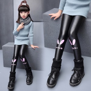 可愛兔兔加絨升級皮質內搭褲-DoubleBear