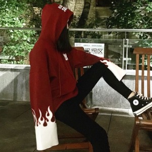 個性Oversize寬袖火焰帽T-DoubleBear