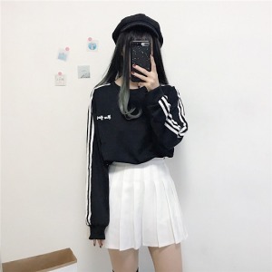 男友風三條線長袖上衣-DoubleBear