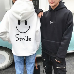 愛上微笑黑白情侶帽T-DoubleBear