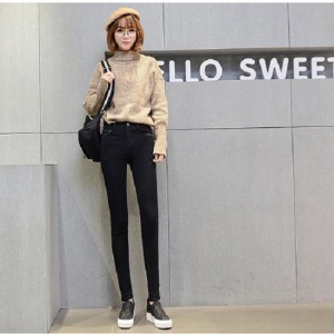 韓系修身牛仔長褲-DoubleBear