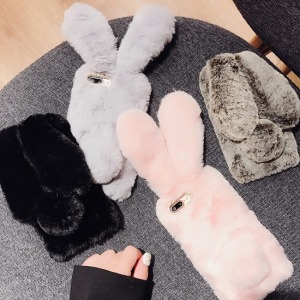 毛絨立體兔耳朵手機殼-DoubleBear