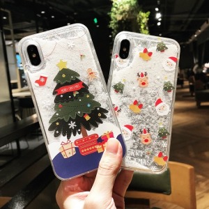 雪花聖誕樹流沙手機殼-DoubleBear