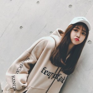 韓版字母拼接連帽上衣-DoubleBear