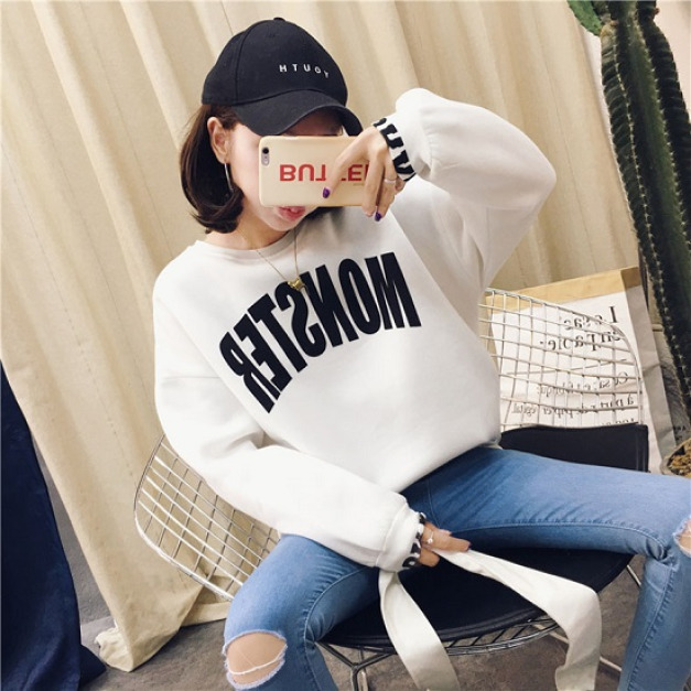 韓國圓領寬鬆長袖上衣-DoubleBear