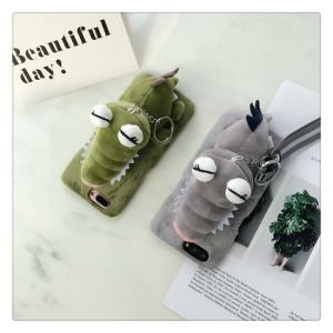 毛絨眨眼立體鱷魚手機殼-DoubleBear